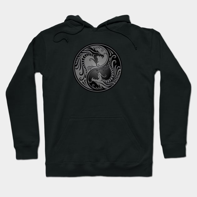 Gray and Black Yin Yang Dragons Hoodie by jeffbartels